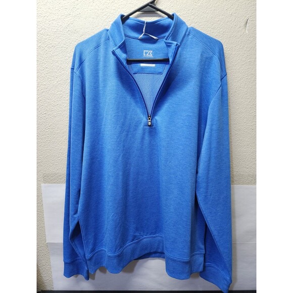 NWT Cutter & Buck Shoreline 1/4 Zip Pullover Blue LT Large Men Golf MSRP $95 - Picture 3 of 8